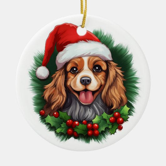 Cavalier King Charles Spaniel Wreath Keramisch Ornament (Voorkant)
