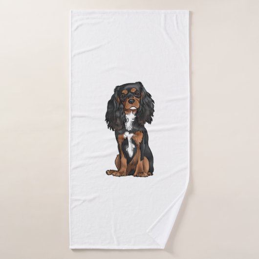 Cavalier King Charles Spaniel - Zwart en Tan Badhanddoek (Badhanddoek)