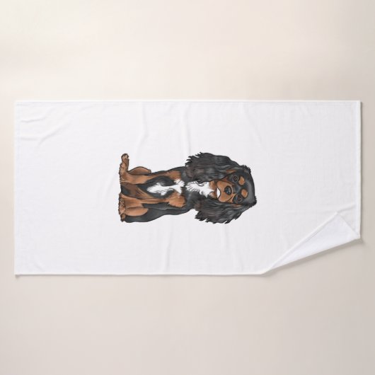 Cavalier King Charles Spaniel - Zwart en Tan Badhanddoek (Badhanddoek)