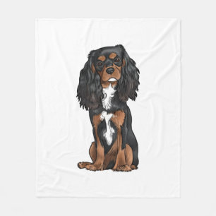 Cavalier King Charles Spaniel - Zwart en Tan Fleece Deken