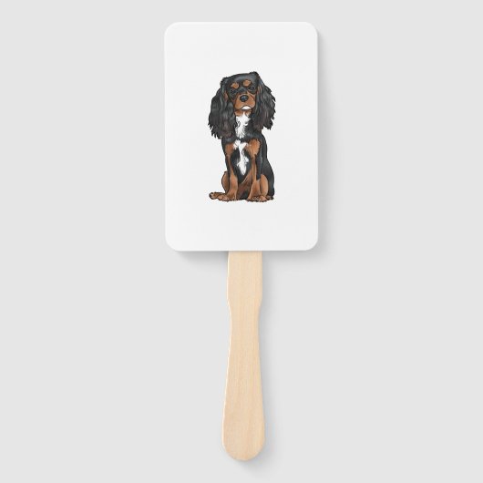 Cavalier King Charles Spaniel - Zwart en Tan Handwaaier (Voorkant)
