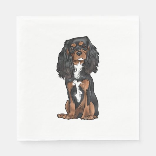 Cavalier King Charles Spaniel - Zwart en Tan Servet (Voorkant)