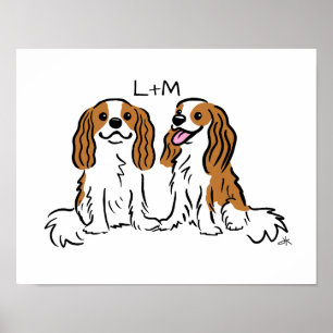 Cavalier King Charles Spaniels Dogs met Jouw tekst Poster