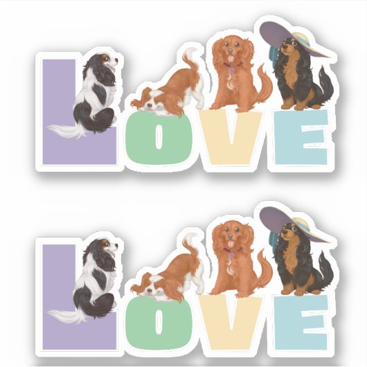 Cavalier King Charles Spaniels Liefde Sticker (Voorkant)