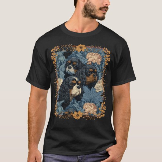 Cavalier King Charles Spaniels Victorian Garden T-shirt (Voorkant)