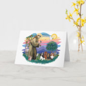 Cavalier King Charles Spaniels (vier) Kaart (Gele Bloem)