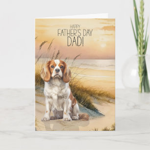 Cavalier King Charles Sunset Beach Vaderdag Feestdagen Kaart