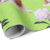 Cavalier King Charles & White Peony Wrapping Paper Cadeaupapier (Rol Hoek)