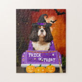 Cavalier King Dog in Halloween Truck Legpuzzel (Verticaal)