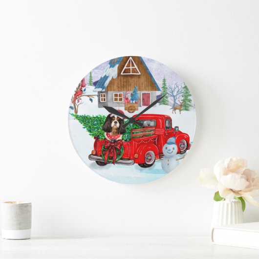 Cavalier King Dog in kerstcadeauwagen Grote Klok (Huis)