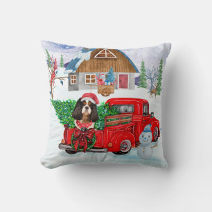 Cavalier King Dog in kerstcadeauwagen Kussen