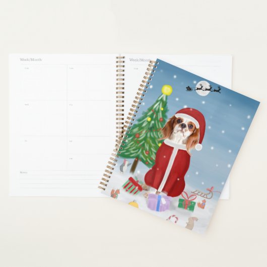 Cavalier King Dog in Snow met kerstcadeaus Planner (Display)
