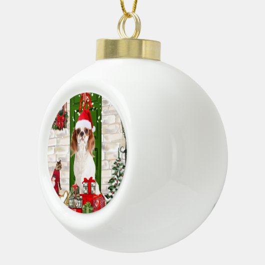Cavalier King Dog Kerstmis Keramische Bal Ornament (Rechts)