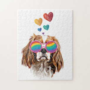 Cavalier King Dog met Hearts Valentijnsdag Legpuzzel