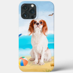 Cavalier King Dog op strand iPhone 13 Pro Max Hoesje
