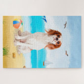 Cavalier King Dog op strand Legpuzzel (Horizontaal)