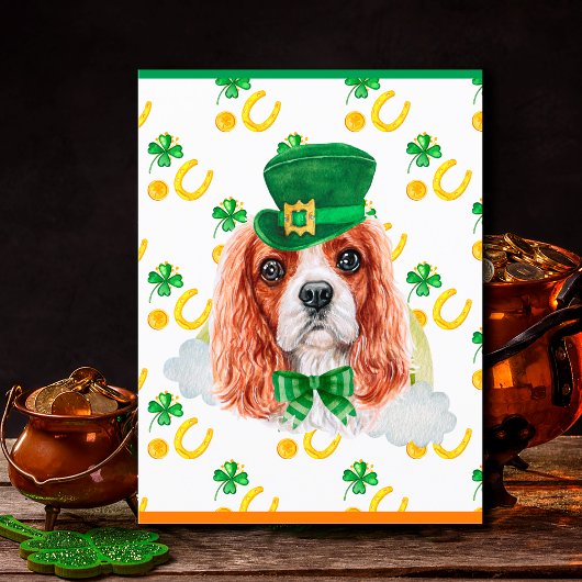 Cavalier King Dog Shamrock St. Patricks Day Feestdagenkaart