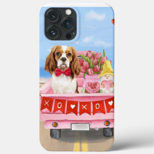 Cavalier King Dog Valentijnsdag Truck Hearts iPhone 13 Pro Max Hoesje