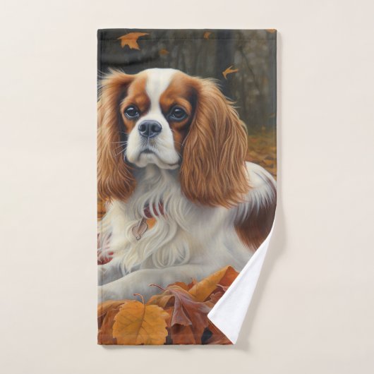 Cavalier King en automne Feuilles automne Inspirat (Serviette à main)