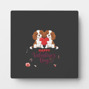 Cavalier King Hond Gelukkige Valentijnsdag Bloemst Fotoplaat