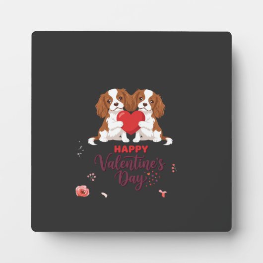 Cavalier King Hond Gelukkige Valentijnsdag Bloemst Fotoplaat (Voorkant)