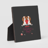 Cavalier King Hond Gelukkige Valentijnsdag Bloemst Fotoplaat (Voorkant)