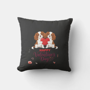 Cavalier King Hond Gelukkige Valentijnsdag Bloemst Kussen