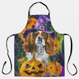 Cavalier King Hond Halloween Heks en Pompoen Schort