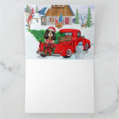 Cavalier King Hond In Kerstbezorgwagen Sneeuw Kaart (Binnen)