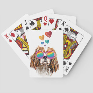 Cavalier King Hond met Hartjes Valentijnsdag Pokerkaarten