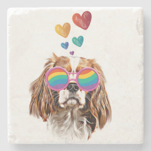 Cavalier King Hond met Hartjes Valentijnsdag Stenen Onderzetter