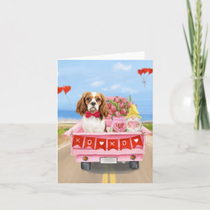 Cavalier King Hond Valentijnsdag Truck Hartjes Kaart