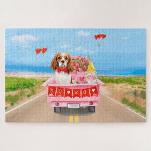 Cavalier King Hond Valentijnsdag Truck Hartjes Legpuzzel