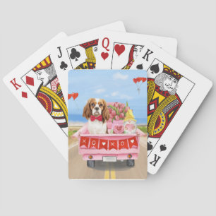 Cavalier King Hond Valentijnsdag Truck Hartjes Pokerkaarten