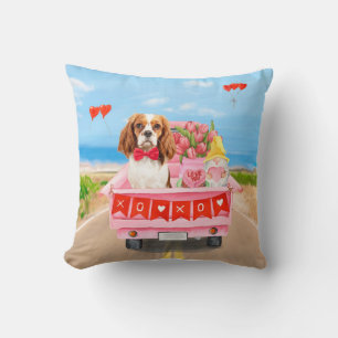 Cavalier King Hond Valentijnsdag Vrachtwagen Hartj Kussen