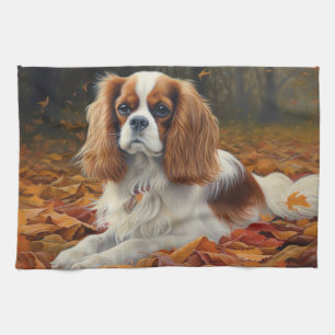 Cavalier King in de herfst laat Herfst inspireren Theedoek