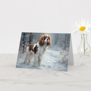 Cavalier King Laat het Sneeuwen Kerst Borstel Kaart