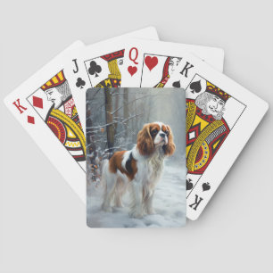 Cavalier King Laat het Sneeuwen Kerst Borstel Pokerkaarten