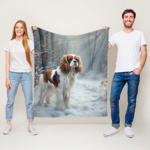 Cavalier King Laat het Sneeuwen Kerst Borstelhaar Fleece Deken