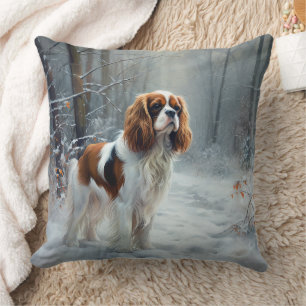 Cavalier King Laat het Sneeuwen Kerst Borstelhaar Kussen
