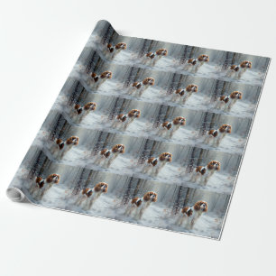 Cavalier King liet het sneeuwkerstborstel Cadeaupapier