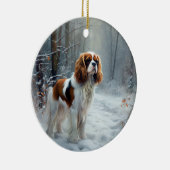 Cavalier King liet het sneeuwkerstborstel Keramisch Ornament (Rechts)