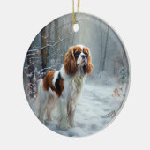 Cavalier King liet het sneeuwkerstborstel Keramisch Ornament (Links)