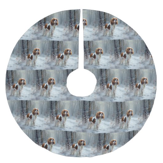 Cavalier King liet het sneeuwkerstborstel Kerstboom Rok (Voorkant)