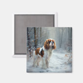 Cavalier King liet het sneeuwkerstborstel Magneet (Voorkant / Achterkant)