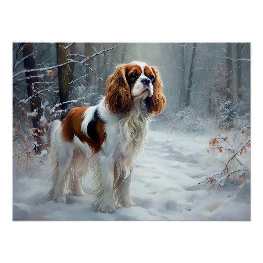 Cavalier King liet het sneeuwkerstborstel Perfect Poster (Voorkant)