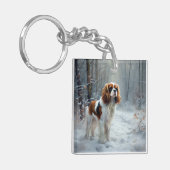 Cavalier King liet het sneeuwkerstborstel Sleutelhanger (Voorkant Links)