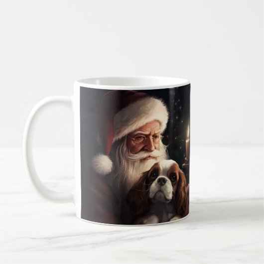 Cavalier King met Kerstman Feestelijke Kerstmis Koffiemok (Links)