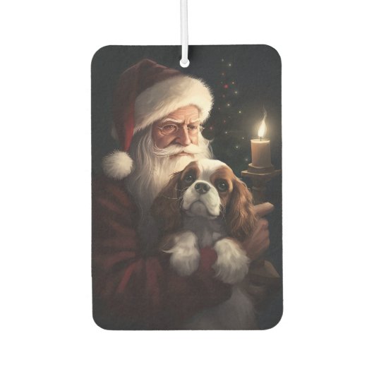 Cavalier King met Kerstman Feestelijke Kerstmis Luchtverfrisser (Voorkant)