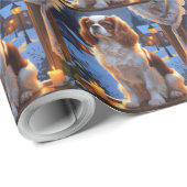 Cavalier King met kerstverlichting Cadeaupapier (Rol Hoek)